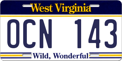 WV license plate OCN143