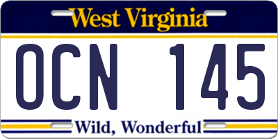 WV license plate OCN145