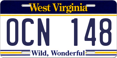 WV license plate OCN148