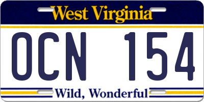 WV license plate OCN154