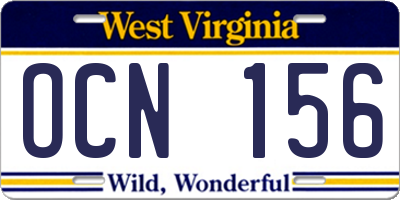 WV license plate OCN156