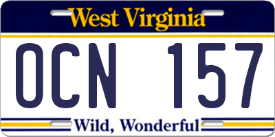 WV license plate OCN157