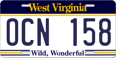 WV license plate OCN158