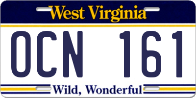 WV license plate OCN161