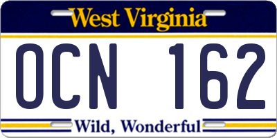 WV license plate OCN162