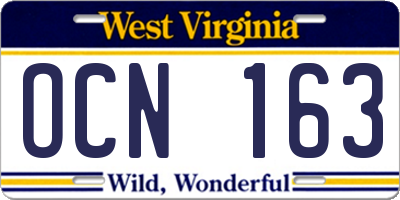 WV license plate OCN163