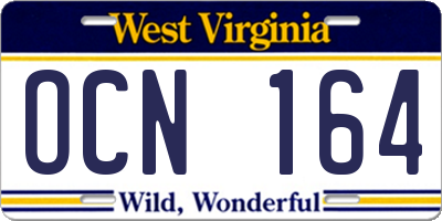 WV license plate OCN164