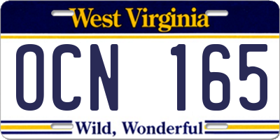 WV license plate OCN165