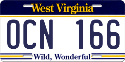 WV license plate OCN166