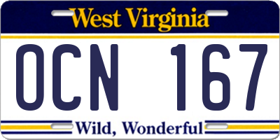 WV license plate OCN167