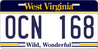 WV license plate OCN168