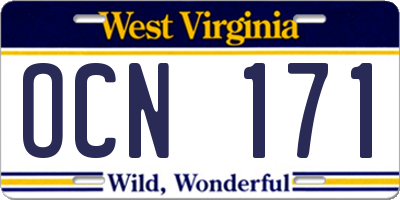WV license plate OCN171