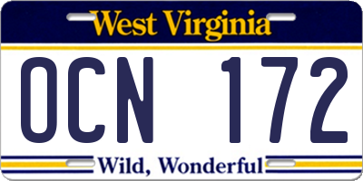 WV license plate OCN172