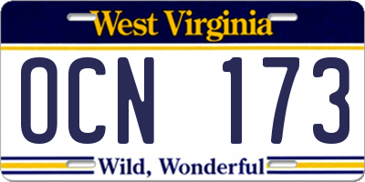 WV license plate OCN173