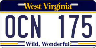 WV license plate OCN175