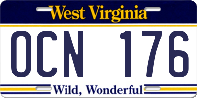 WV license plate OCN176