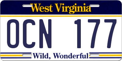 WV license plate OCN177