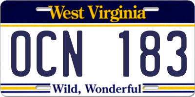 WV license plate OCN183