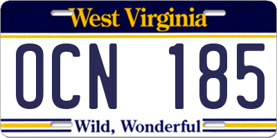 WV license plate OCN185