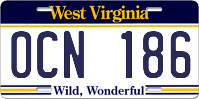 WV license plate OCN186