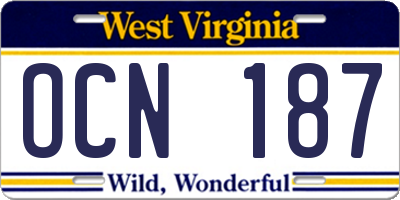 WV license plate OCN187