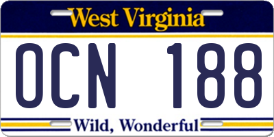 WV license plate OCN188