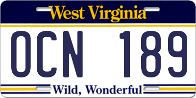 WV license plate OCN189
