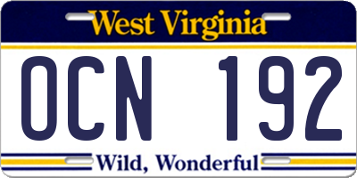 WV license plate OCN192