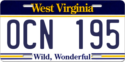 WV license plate OCN195