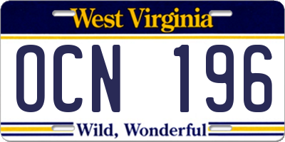 WV license plate OCN196