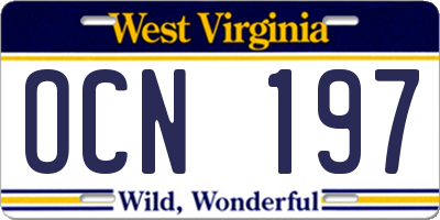 WV license plate OCN197