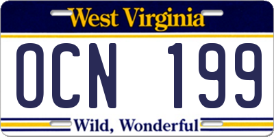 WV license plate OCN199