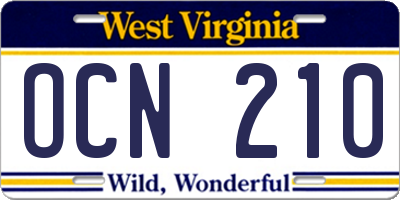 WV license plate OCN210