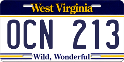 WV license plate OCN213