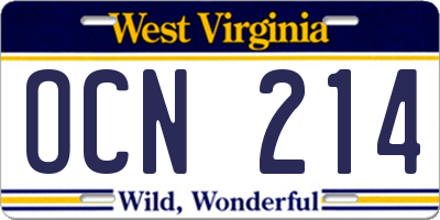 WV license plate OCN214