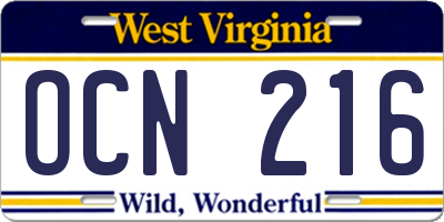 WV license plate OCN216