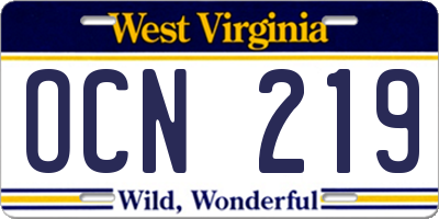WV license plate OCN219
