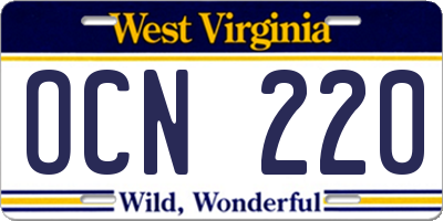 WV license plate OCN220
