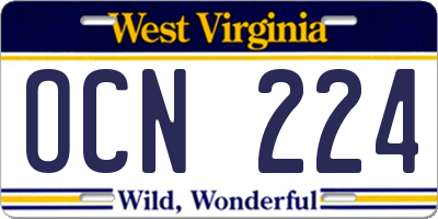 WV license plate OCN224