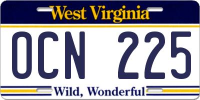 WV license plate OCN225