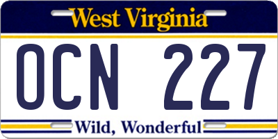 WV license plate OCN227