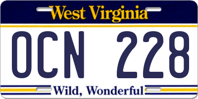 WV license plate OCN228