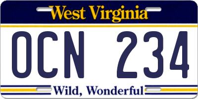 WV license plate OCN234