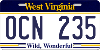 WV license plate OCN235