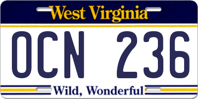 WV license plate OCN236