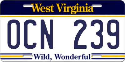 WV license plate OCN239