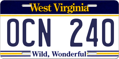 WV license plate OCN240