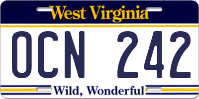 WV license plate OCN242