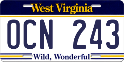 WV license plate OCN243
