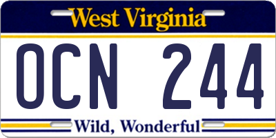 WV license plate OCN244